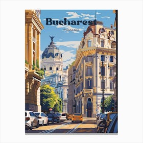 Bucharest Romania Architecture Digital Travel Art Canvas Print