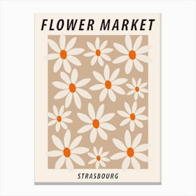 Flower market Strasbourg, Beige flowers, Neutral boho art print Canvas Print