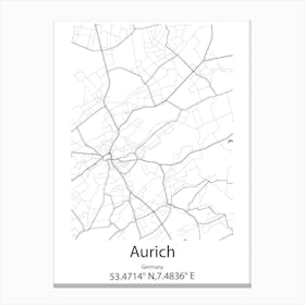 Aurich,Germany Minimalist Map Canvas Print