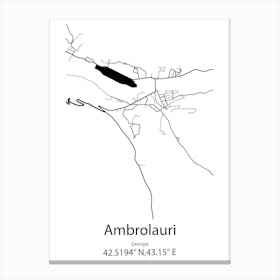 Ambrolauri,Georgia Minimalist Map Canvas Print