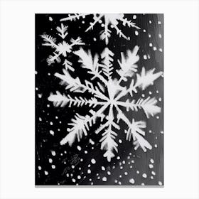 Needle, Snowflakes, Black & White 1 Canvas Print