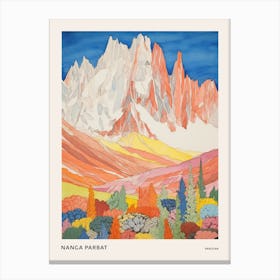 Nanga Parbat Pakistan 2 Colourful Mountain Illustration Poster Canvas Print