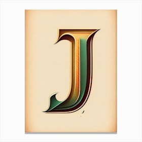 J, Letter, Alphabet Retro Drawing 2 Canvas Print