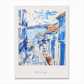 Malaga Spain 2 Mediterranean Blue Drawing Poster Canvas Print