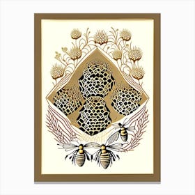 Beehive With Swarming Bees 4  Vintage Canvas Print