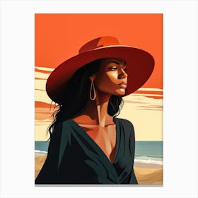 Illustration of an African American woman at the beach 88 Canvas Print