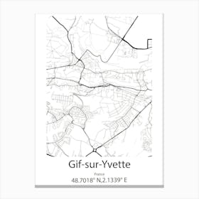 Gif Sur Yvette,France Minimalist Map Canvas Print