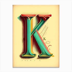 K, Letter, Alphabet Vintage Sketch 1 Canvas Print