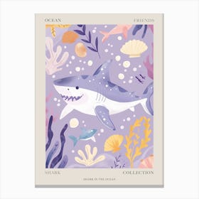 Purple Shark Deep In The Ocean Illustration 1 Poster Canvas Print