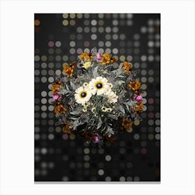 Vintage Chrysanthemum Flower Wreath on Dot Bokeh Pattern n.0267 Canvas Print