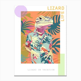 Lizard In A Floral Shirt Modern Colourful Abstract Illustration 1 Poster Canvas Print