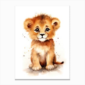 Drawing Watercolour Lion Art Painting 1 Canvas Print