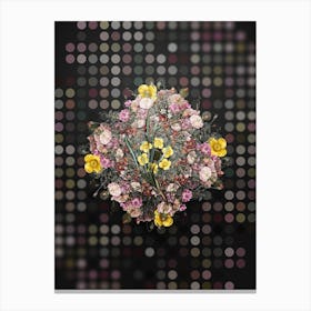 Vintage Phalangium Bicolor Flower Wreath on Dot Bokeh Pattern n.0329 Canvas Print