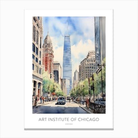 Art Institute Of Chicago 2 Chicago Watercolour Travel Poster Canvas Print