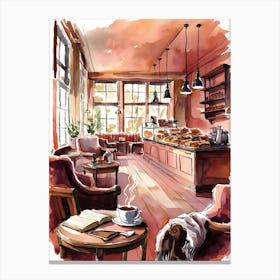 Coffee Shop Illustration Canvas Print