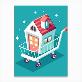 House In Shopping Cart Canvas Print