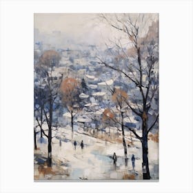 Winter City Park Painting Hangang Park Seoul 1 Canvas Print