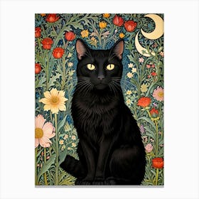 William Morris Black Cat In The Meadow Canvas Print