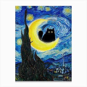 Vincent Van Gogh S The Starry Night Cat Oil Paint Canvas Print