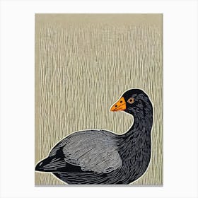 Coot 2 Linocut Bird Canvas Print