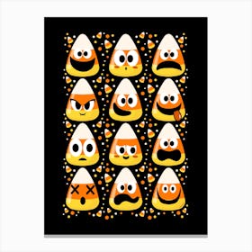 Funny Candy Corn Emojis - Halloween Canvas Print