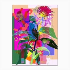 Bee Balm 3 Neon Flower Collage Canvas Print