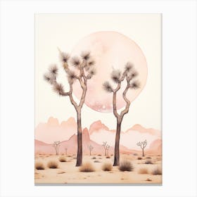  Minimalist Joshua Trees At Dawn In Desert Line Art 1 Canvas Print
