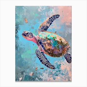 Sea Turtle Exploring The Ocean Pastel Canvas Print