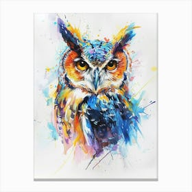 Owl Colourful Watercolour 1 Canvas Print