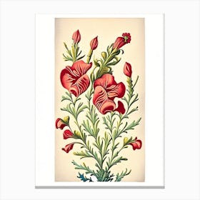 Snapdragon 3 Floral Botanical Vintage Poster Flower Canvas Print