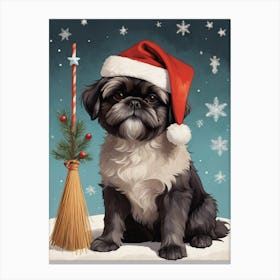 Christmas Shih Tzu Dog Wear Santa Hat (19) Canvas Print