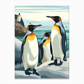 King Penguin Paradise Harbor Minimalist Illustration 1 Canvas Print
