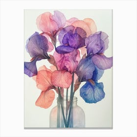 Pink and Purple Iris In A Vase Canvas Print