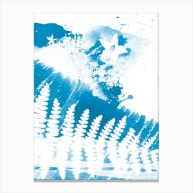 Abstract Blue Ferns 1 Canvas Print