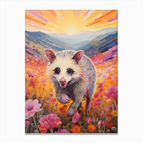  A Possum Running In Field Vibrant Paint Splash 1 Canvas Print