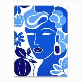 Blue Woman With Flowers 1 Canvas Print