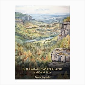 Bohemian Switzerland National Park Czech Republic Watercolour 3 Canvas Print