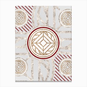Geometric Abstract Glyph in Festive Gold Silver and Red n.0050 Canvas Print