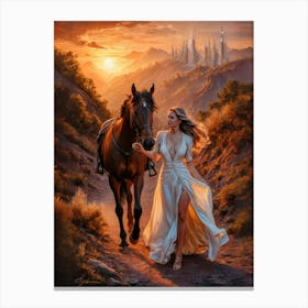 Horse And A Woman Canvas Print