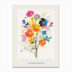 Evening Primrose 4 Collage Flower Bouquet Poster Canvas Print