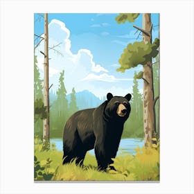 Black Bear In The Forest Canvas Print