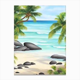 Anse Source D'Argent Beach, Seychelles Contemporary Illustration 3  Canvas Print