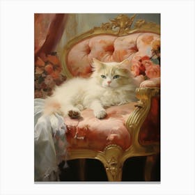 Cat Resting On Coral Throne Canvas Print