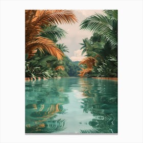 Tropical Landscape With Palm Trees Canvas Print