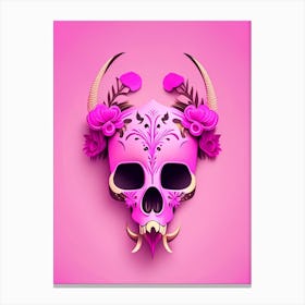 Animal Skull Pink 1 Mexican Canvas Print