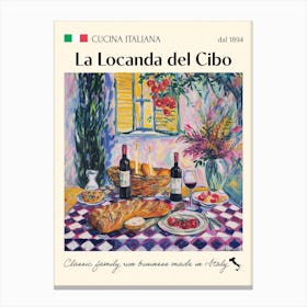 La Locanda Del Cibo Trattoria Italian Poster Food Kitchen Canvas Print