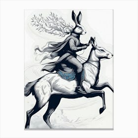 Fantasy Rabbit Riding A Chimera Canvas Print