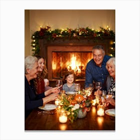 Autumn Themed Photo Capturing A Multigenerational Family Joyfully Congregating Around A Bountiful Th (5) Canvas Print