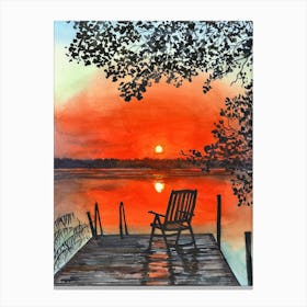 Sunset On The Dock Canvas Print