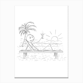 Man Relaxing On The Beach. Canvas Print